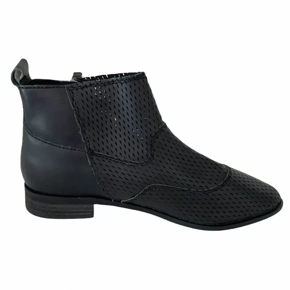 Kelsi Dagger Black Alaska Perforated Zip Ankle Booties(Size 8)